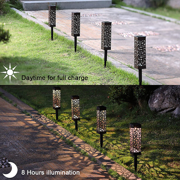 4X Solar Light Waterproof Garden Path Lamp Flickering Dancing Waterproof Lights