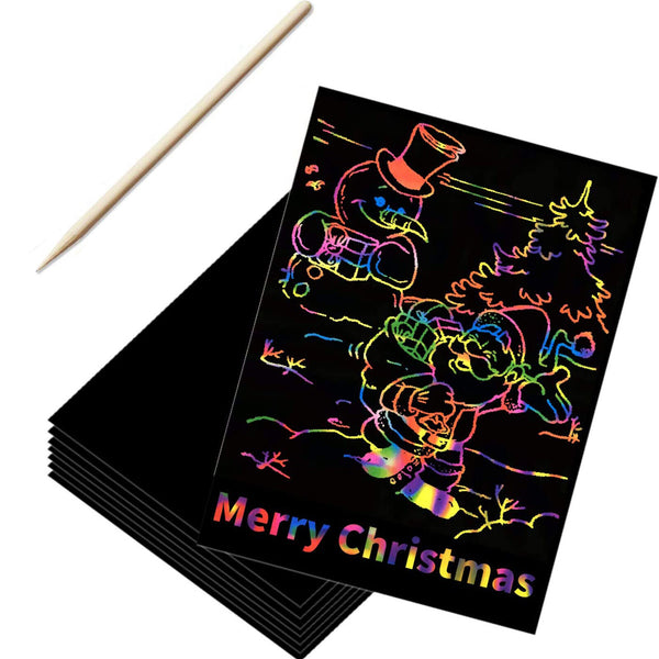 Scratch Paper Creative Art Rainbow Painting DIY Sketch bamboo pen kids Crafts