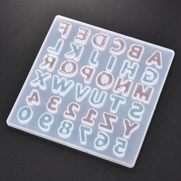 2pcs Alphabet Number Silicone Pendant Mold Necklace Jewelry Epoxy Resin Mould AU