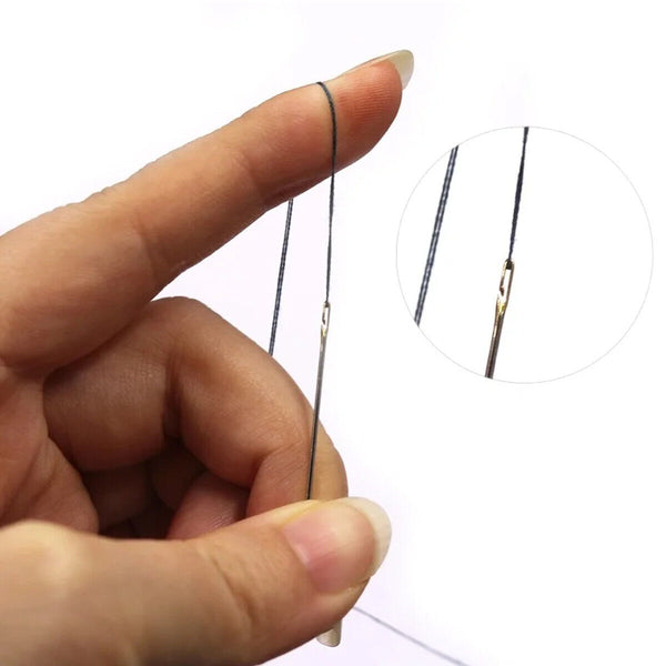 12PCS Easy Self Threading Hand Sewing Needles Assorted Sizes for DIY Stitching