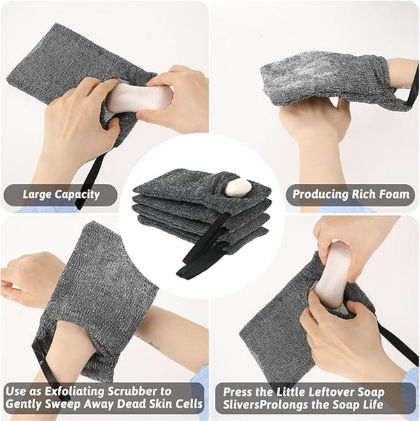 6PCS Soap Saver Mesh Bags Exfoliating Soap Pouch Body Scrubber