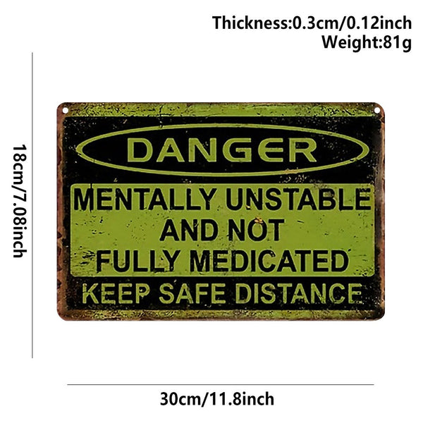2pcs Wooden Wall Sign Plaques 30x18cm | Funny Keep Safe Distance Vintage Wall Decor