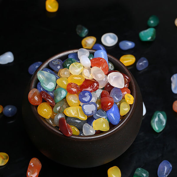 200G 7-9mm Mixed Agate Crystal Chips BULK Grade Natural Gemstone Polished Mini