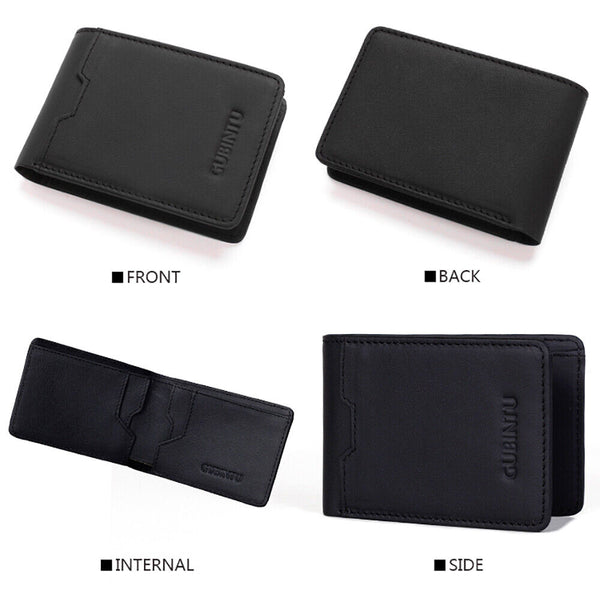 Bifold Credit Card Holder Genuine Leather Wallet Slim Mens RFID Blocking Purse