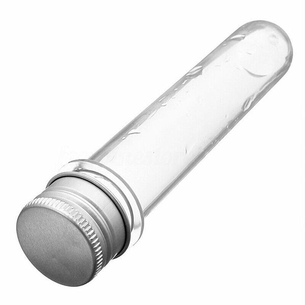 50PCS 45ML Plastic Lab Test Tubes Metal Cap Screw Lid Round Bottom Wedding Party