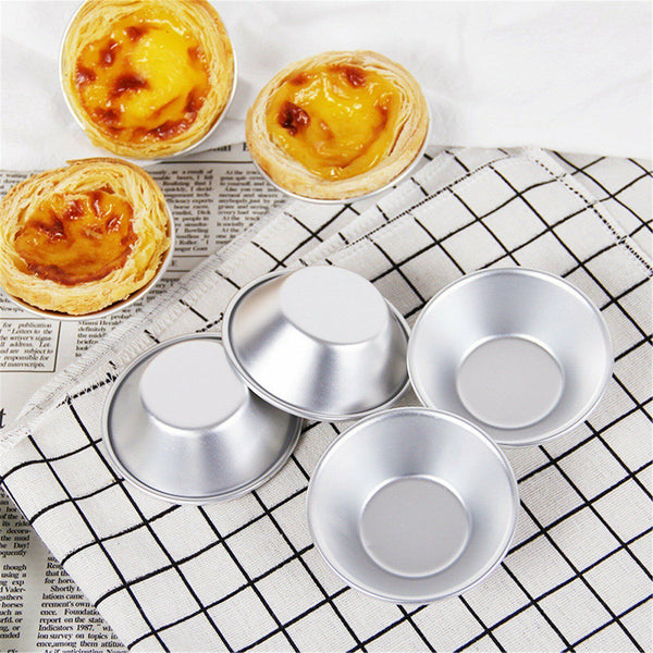 Egg Tart Mould Cake Tins Set Cups Circular Pie Mold Plate Baking Non-Stick AUS