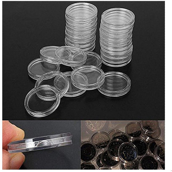 40X 40.8mm Coin Holder Capsules Box Storage Clear Round Display Coin Cases Round