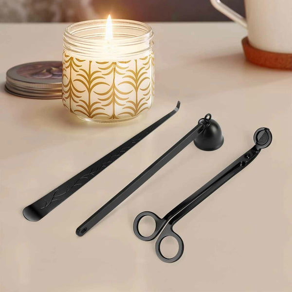 3pcs Candle Care Tool Set | Stainless Steel Wick Trimmer, Snuffer & Wick Dipper
