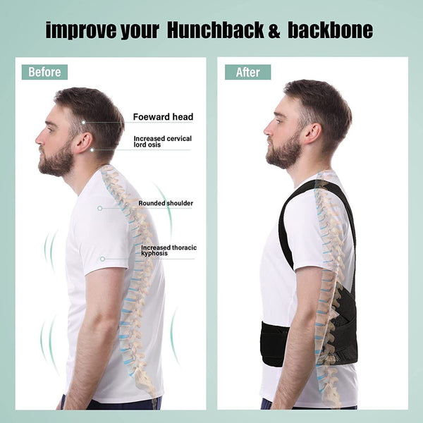 Full Back Posture Corrector Adjust Lumbar Shoulder Support Brace Belt Women Men