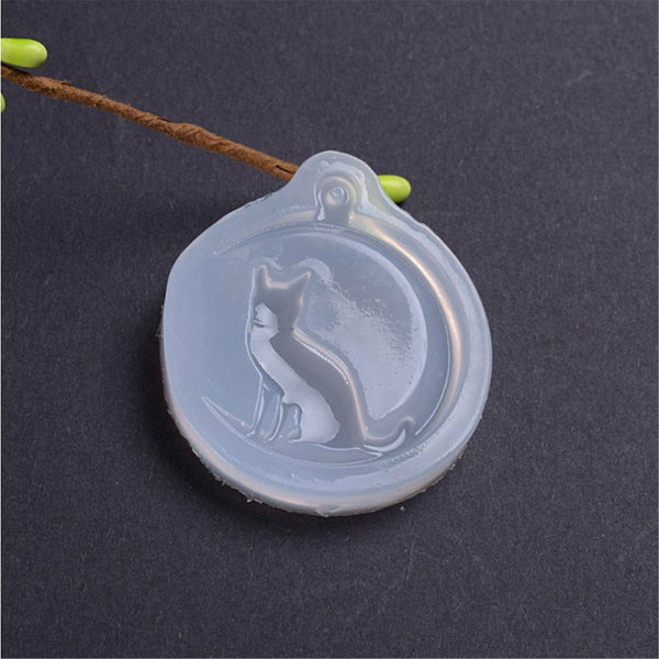 Moon Cat Silicone Pendant Mold Jewellry Making Resin Mould Epoxy Casting Craft A
