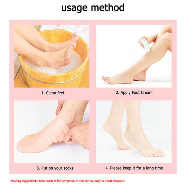 1/2 Pair Foot Care Socks Spa Silicone Moisturizing Gel Anti Cracking Protect AUS