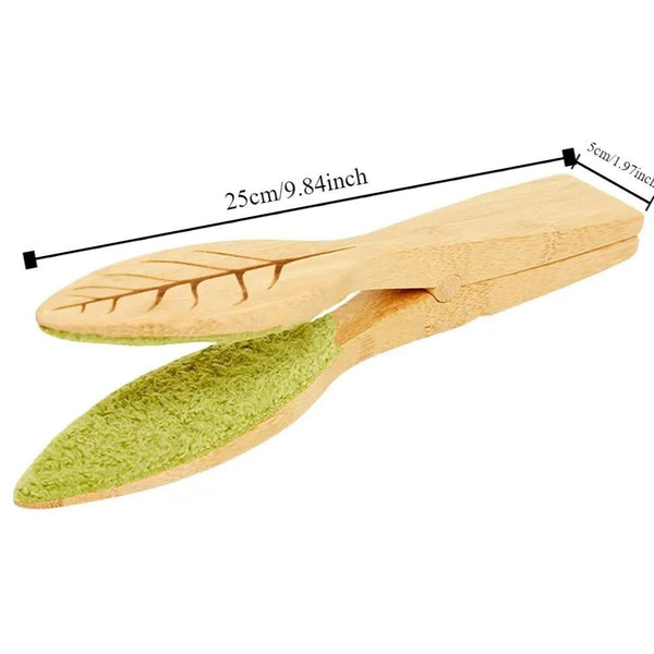 2PCS Wooden Plant Leaf Cleaning Tongs Indoor Plant Leaf Dust Cleaner 25CM