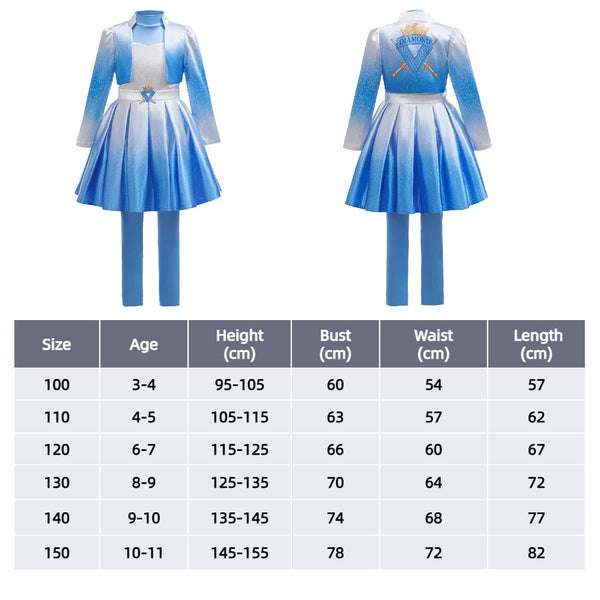 Descendants Chloe Charming outfit back view with size chart
