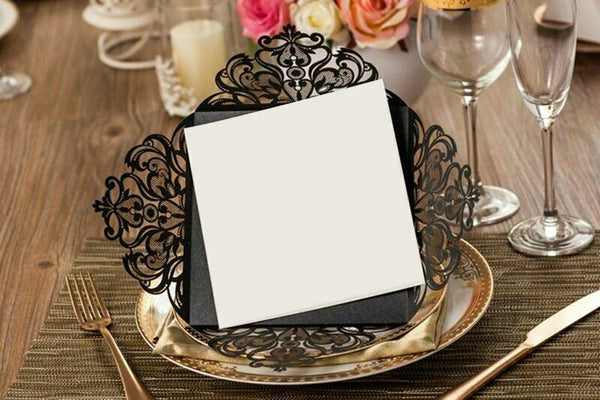 10pcs Laser Cut Wedding Invitations Pearl Card Pocket Envelope Invites 25 Style