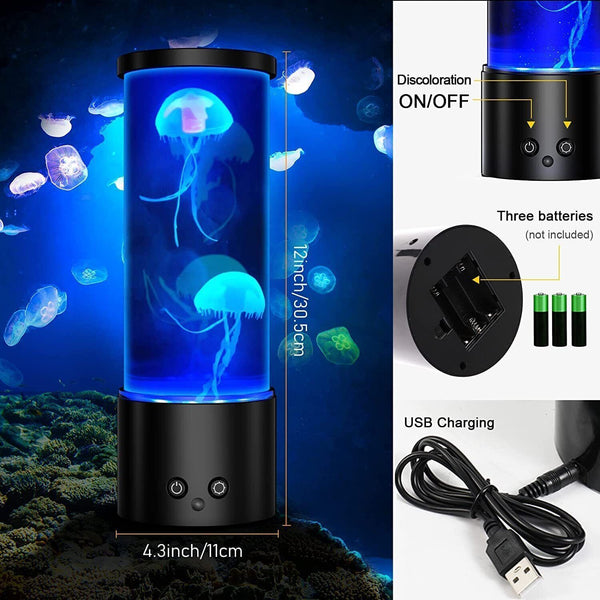 Jellyfish Lava Lamp Night Light Decor 17 Color Changing+Remote Aquarium Tank