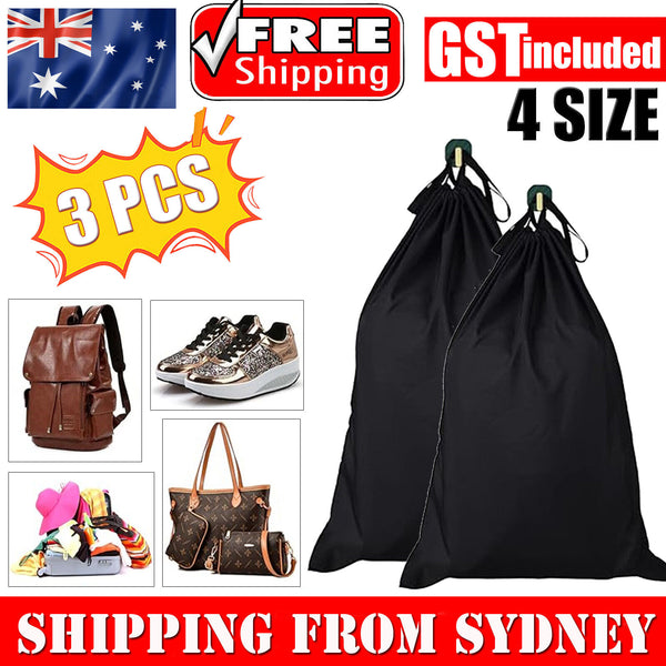 3x Satin Silk Storage Bag Black Drawstring Dust-Proof Pouch Pack HotBag Portable