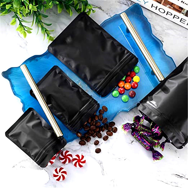100PCS Black Aluminum Bag Mylar Foil Pouch Heat Sealer Food Storage Package Bags