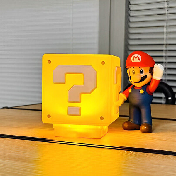 Super Mario Question Block LED Night Light with Sound USB Rechargeable Lamp