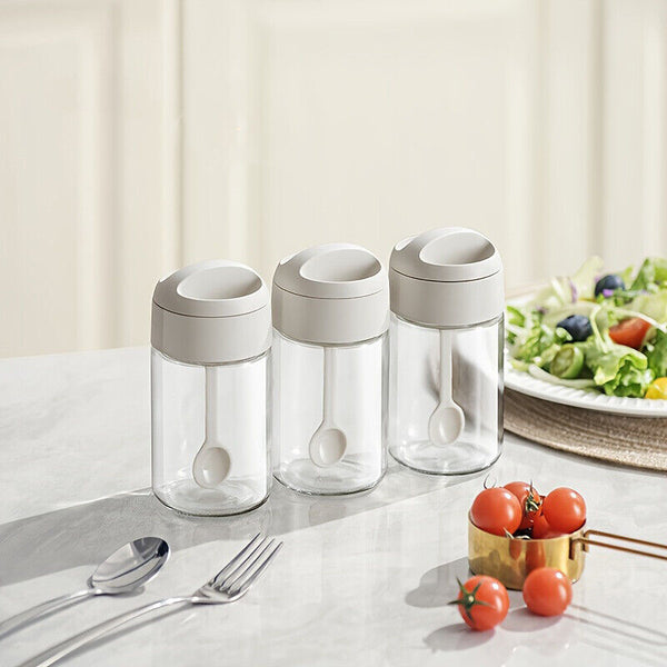 Retractable Spoon Seasoning Bottle, Spoon Lid Integrated Seasoning Jar