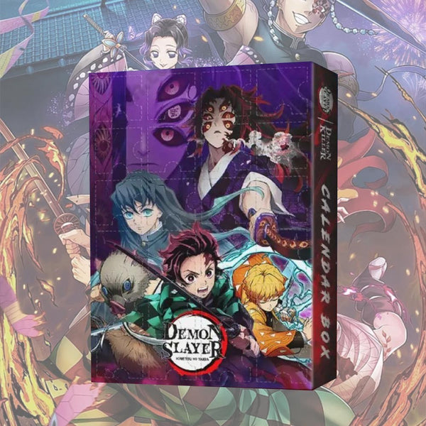 Christmas Advent Calendar 24 Days Blind Box 2D Demon Slayer Anime Cartoon Figure