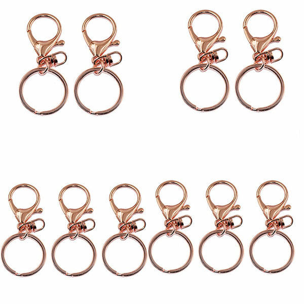 UP 100PCS Swivel Lobster Clasp Clips Hook Alloy Key Ring Split Keychain Durable