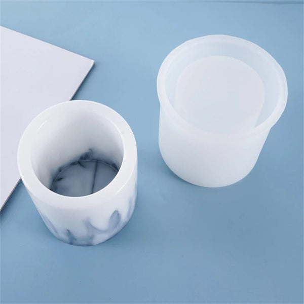 Circle + Square Silicone Mold Resin Epoxy Crafts Making Brush Pot Holder Mould