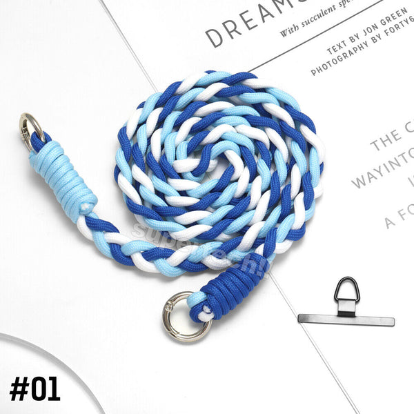 Braid Mobile Phone Lanyard Strap Hanging Neck Strap With Free Metal Patch OZ