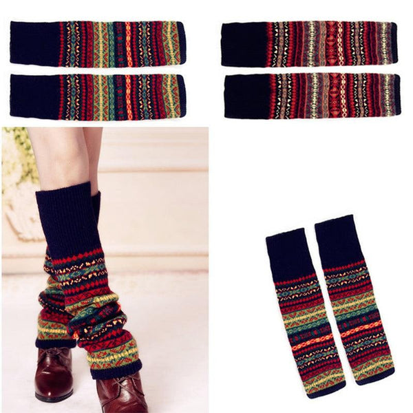 Women’s Winter Knit Leg Warmers – Soft Knee High Boot Socks
