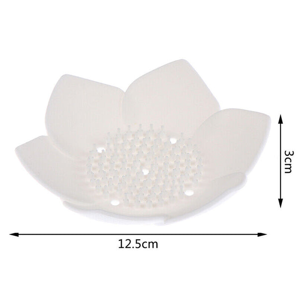2pcs Creative Lotus Silicone Soap Tray Drain Lotus Soap Box Soap Rack Shelf AU