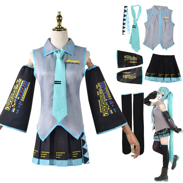 Anime Hatsune Miku Vocaloid Hatsune Miku Costume Uniform Dress Party Cosplay Set