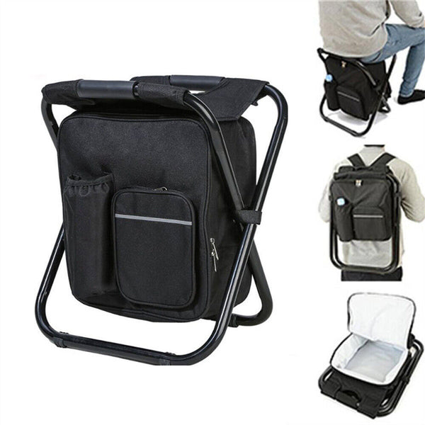 Portable Folding Backpack Chair Camping Stool Cooler Bag Rucksack Fishing
