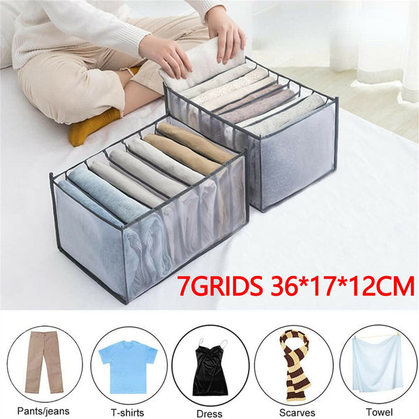 7 Grids Clothes Storage Bag Jeans Pants Drawer Organizer Divider Boxes Foldable