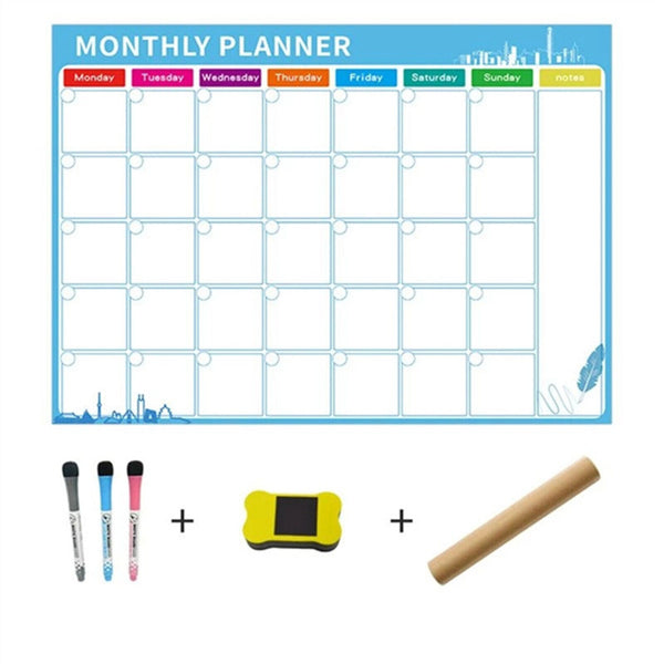 Monthly/Weekly Planner Fridge Calendar Magnetic Board with 3 markers + an Eraser