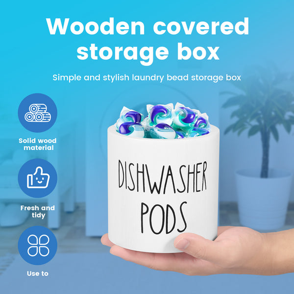 2pcs Wooden Dishwasher Pod Holder with Lid | Laundry Capsule Storage Container