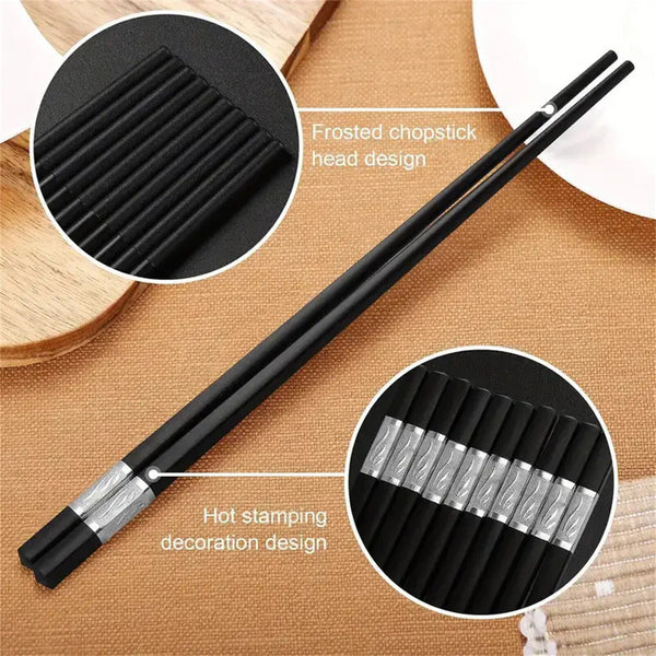 40Pairs Chopsticks Reusable Dishwasher Safe,Alloy Chop Sticks Non Slip Black