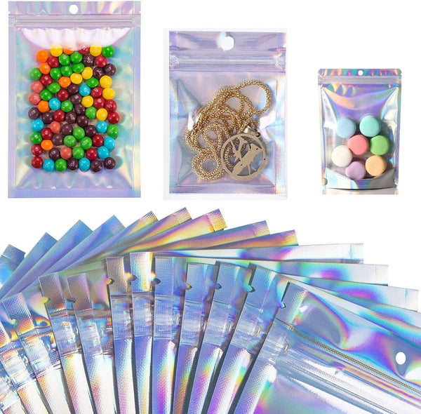 50PCS Clear Golden Zip Seal  Bags Aluminum Foil Resealable Valve Zipper Pouch AU