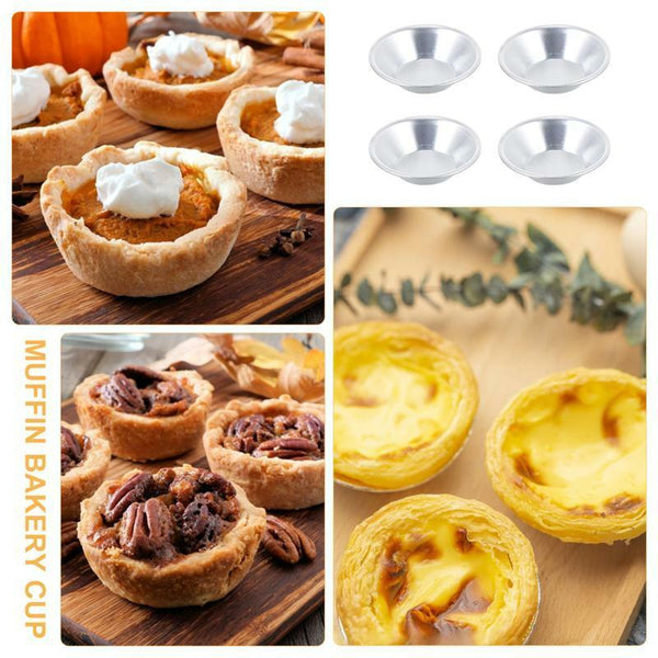 Egg Tart Mould Cake Tins Set Cups Circular Pie Mold Plate Baking Non-Stick AUS