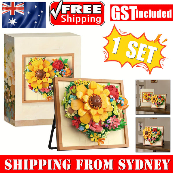 Flower Plant Building Set Sunflower Gift For Adult DIY Home Office Decoration AU