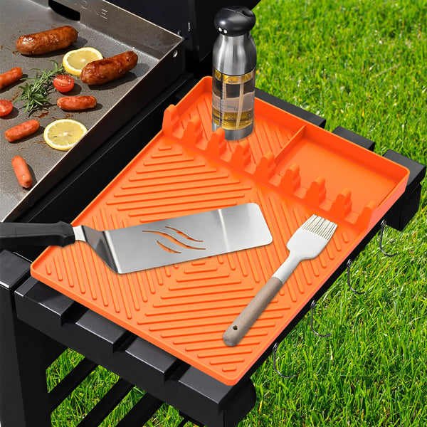 2pcs Silicone BBQ Grill Mat with Drip Pad | Heat Resistant Griddle Tool Holder Mat