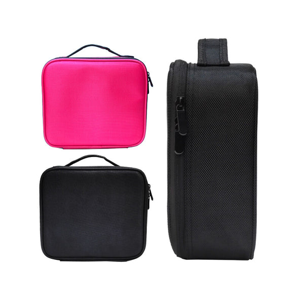 Professional Makeup Bag Travel Cosmetic Organizer Case with Brush Storage and Zipper Compartments