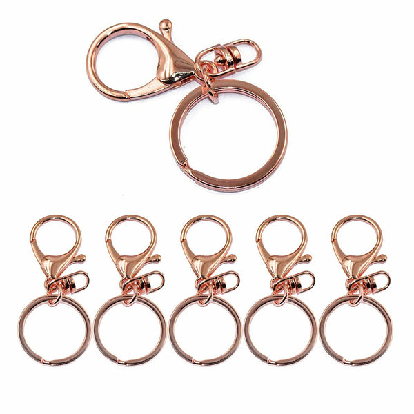 UP 100PCS Swivel Lobster Clasp Clips Hook Alloy Key Ring Split Keychain Durable