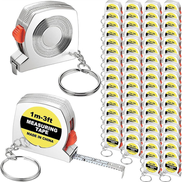 UP 10PCS 1M/3FT Steel Tape With Keychain Small Steel Ruler Portable Tape Measure