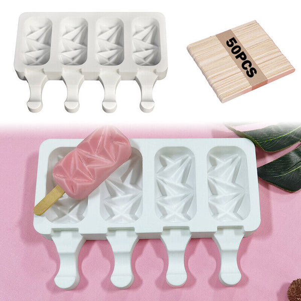 4PCS 4 Cavity Mold Silicone Cake Baking Mould DIY Ice Cream Lolly Molud Tools AU