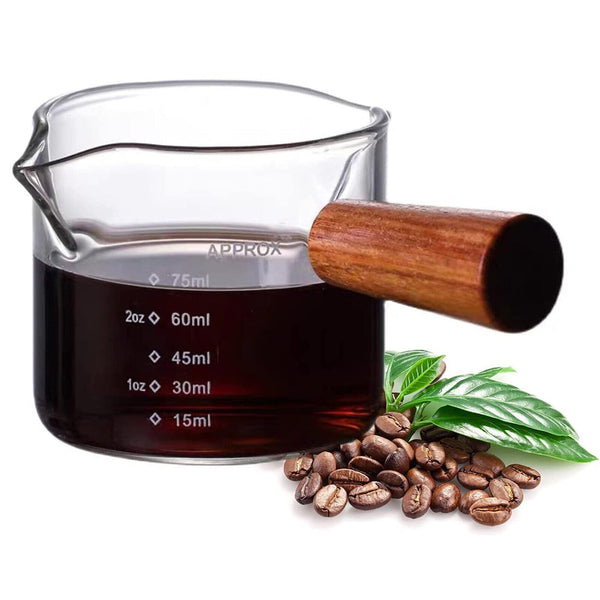2X Glass Espresso Cup Double Mouth Milk Coffee Mug Shot Measuring Cup 70+75ML