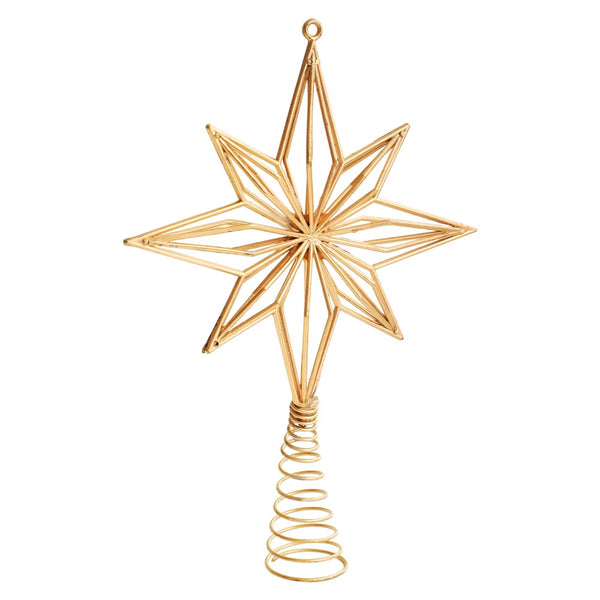 Gold 8-point Christmas star topper, front view