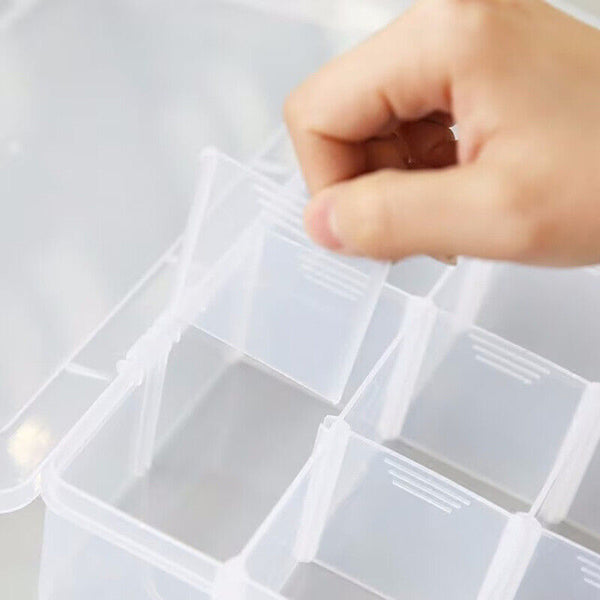 15 Grids transparent office storage box with adjustable dividers Jewellery Box