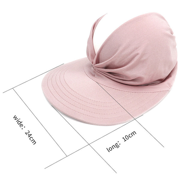 2PCS Women Wide Brim Visor Hat Ponytail Sun Cap Beach Sports Summer Hat