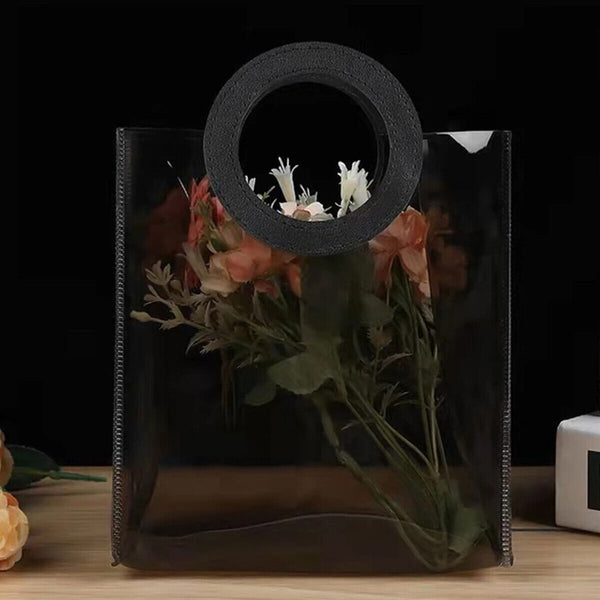 10PCS Black PVC Gift Bags with Round and Square Handles Jelly Handbag Set AU