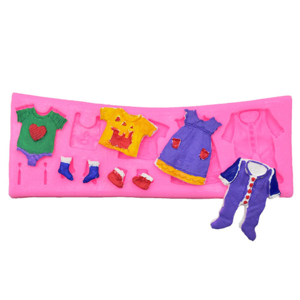 3D Baby Clothes Cake Decorating Fondant Mould Silicone Baking Mold Chocolate RAU