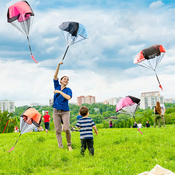 10X Hand Throwing Mini Soldier Parachute Kite Funny Toy Kid Outdoor Game Play AU